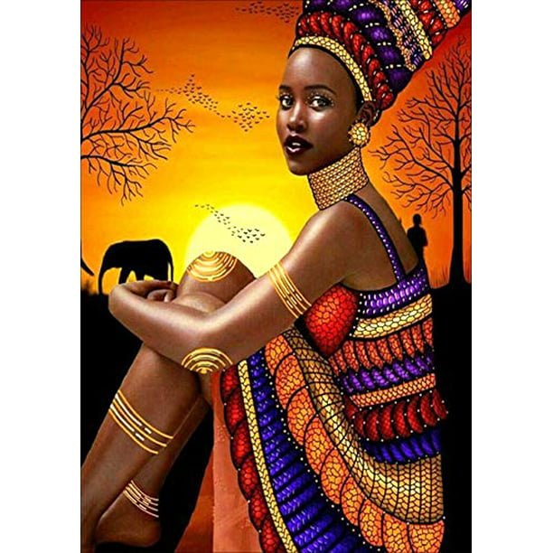 Lovely African Woman 5D Full Drill Diamond Painting DIY Cross Stitch Embroidery